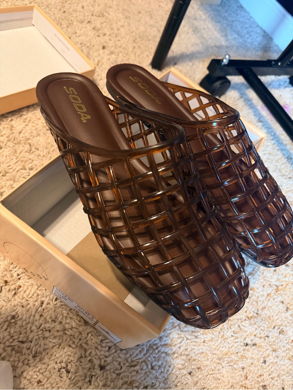 Soda Brown Woven Slip-On Clog Mules - Picture 2 of 8
